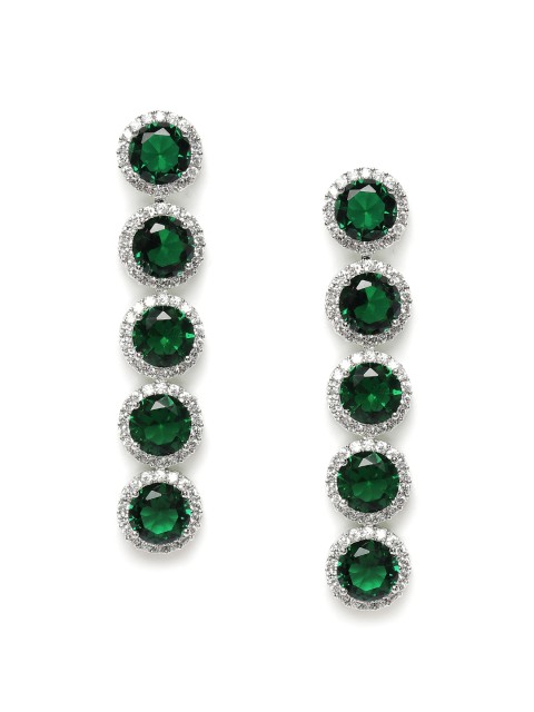 

Peora Green Silver Plated Circular Drop Earrings