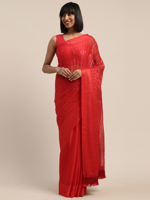 

Tikhi Imli Red Sequinned Satin Saree