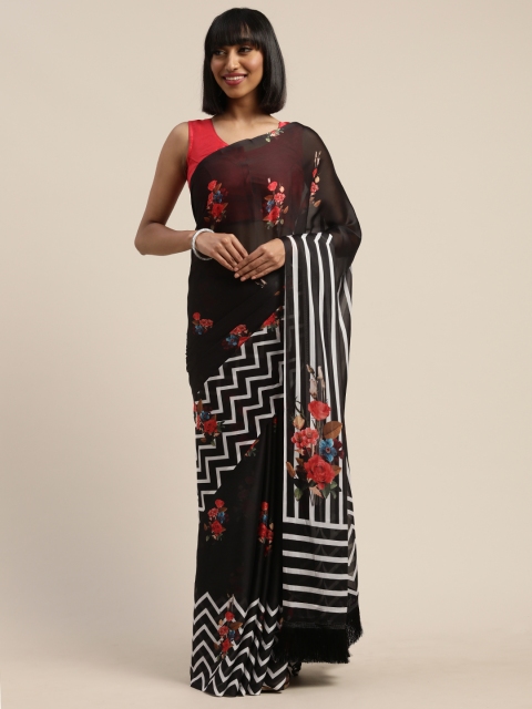 

Tikhi Imli Black Printed Poly Crepe Saree