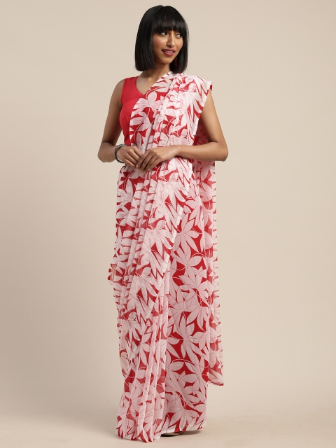 

Tikhi Imli White & Red Poly Georgette Printed Saree