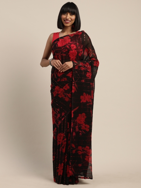 

Tikhi Imli Black & Red Poly Georgette Printed Saree