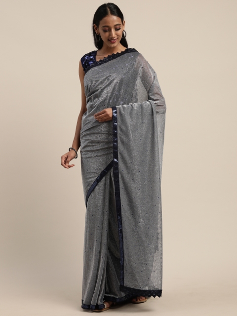 

Tikhi Imli Grey Solid Polyester Saree