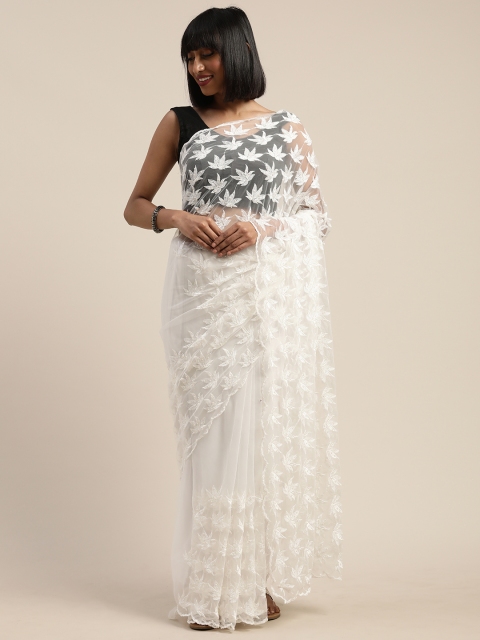 

Tikhi Imli White Embroidered Organza Saree