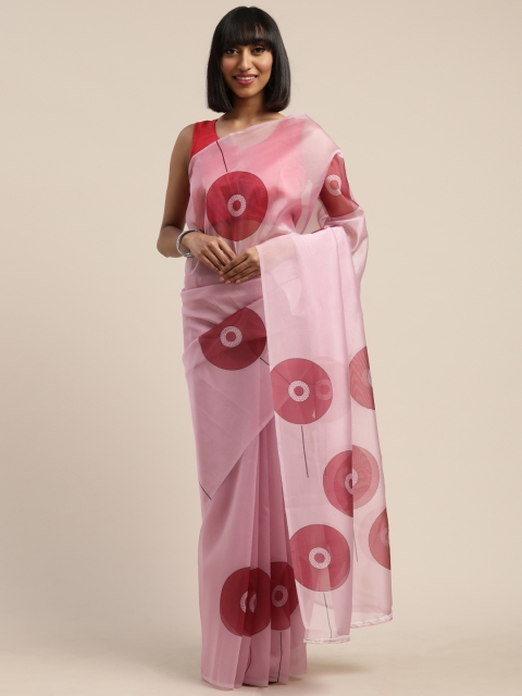 

Tikhi Imli Pink Printed Organza Saree