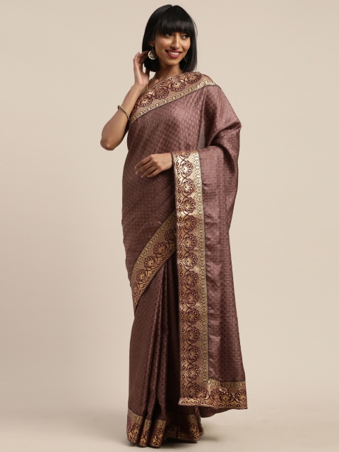 

Tikhi Imli Brown Checked Polycotton Saree
