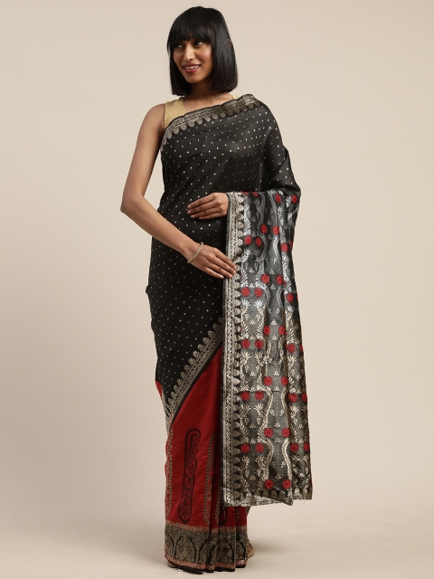 

Tikhi Imli Red & Black Poly Silk Woven Design Saree