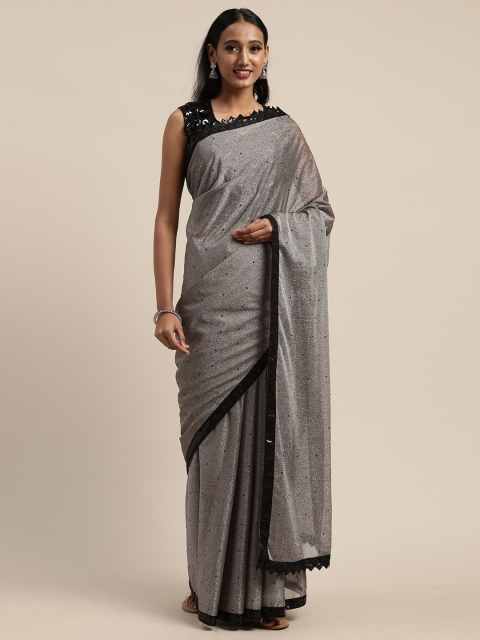 

Tikhi Imli Grey Sequinned Polyester Saree