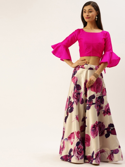 

LOOKNBOOK ART Pink & Off-White Ready to Wear Lehenga with Blouse