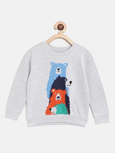 

Nauti Nati Boys Grey Melange & Blue Bear Print Sweatshirt