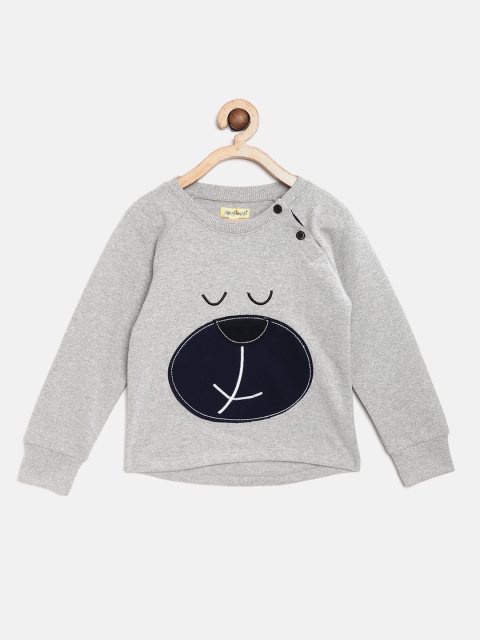 

Nauti Nati Boys Grey Melange & Navy Blue Applique Sweatshirt