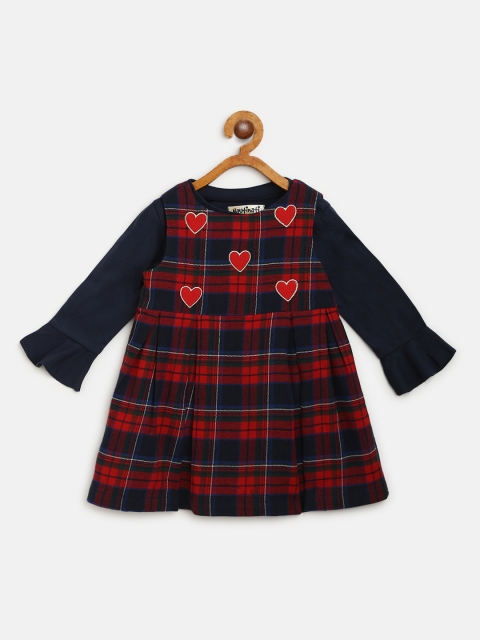 

Nauti Nati Girls Red & Navy Blue Checked A-Line Dress with Top