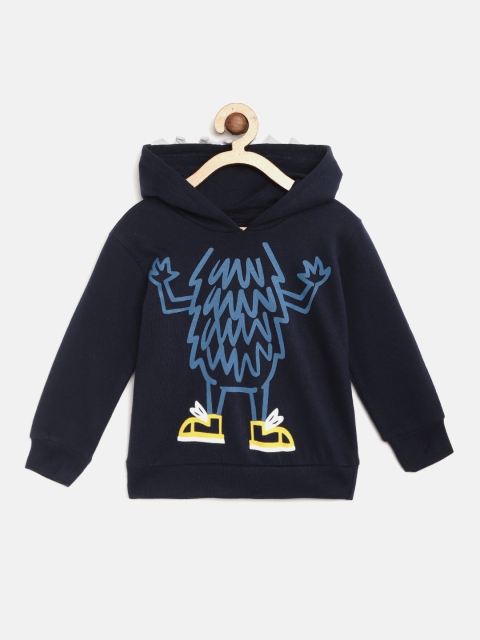 

Nauti Nati Boys Navy Blue Printed Hooded Sweatshirt