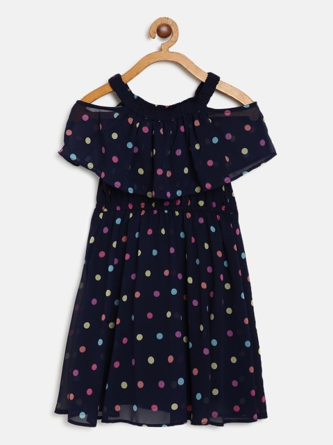 

Nauti Nati Girls Navy Blue & Pink Polka Dot Print A-Line Dress