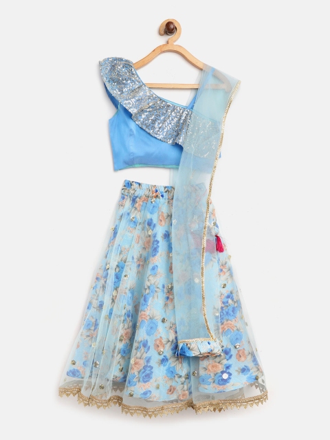

YK Blue Sequinned Ready to Wear Lehenga & Blouse with Dupatta