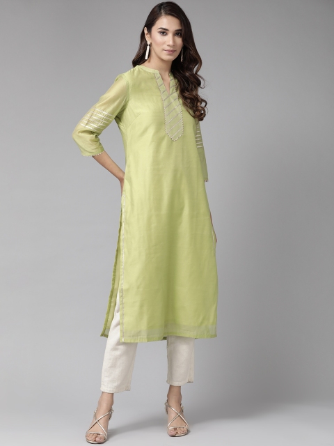 

Anouk Women Green Solid Straight Kurta