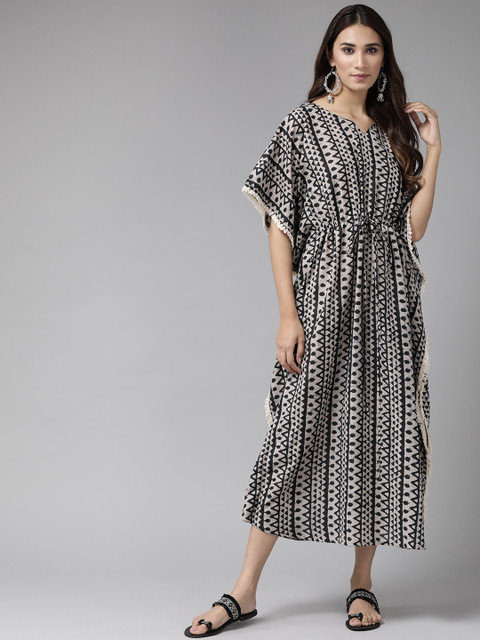 

Anouk Women Grey Printed Kaftan Dress
