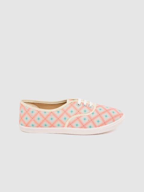 

Kook N Keech Women Red & Sea Green Geometric Print Sneakers
