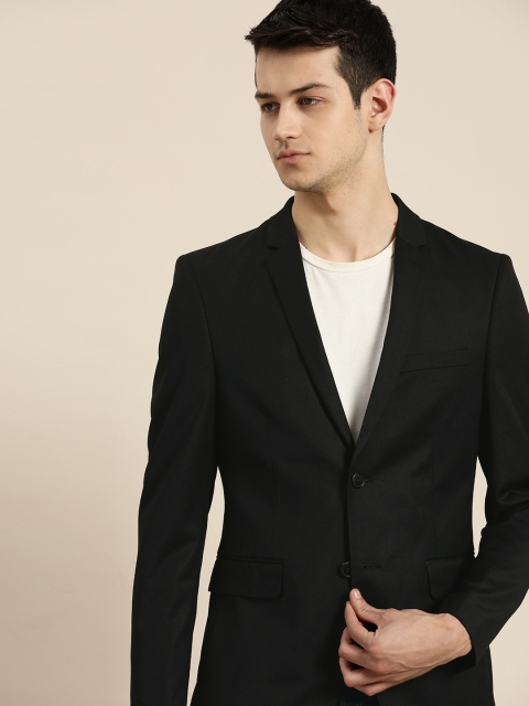 

INVICTUS Men Black Solid Slim Fit Single Breasted Semi-Formal Blazers