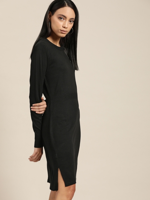 

her by invictus Women Black Solid Sweater Dress