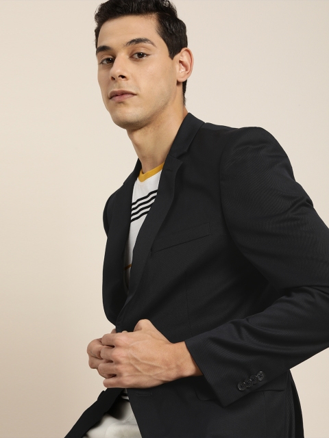 

INVICTUS Men Navy Blue Solid Slim Fit Single Breasted Smart Casual Blazer
