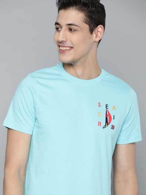 

Mast & Harbour Men Blue Solid Round Neck T-shirt