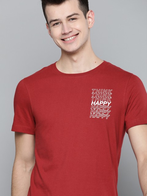 

Mast & Harbour Men Rust Solid Round Neck T-shirt
