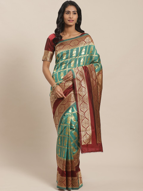 

Sugathari Green & Golden Woven Design Banarasi Saree