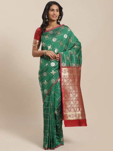 

Sugathari Green & Golden Zari Woven Design Banarasi Saree