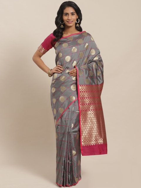 

Sugathari Grey & Golden Zari Woven Design Banarasi Saree