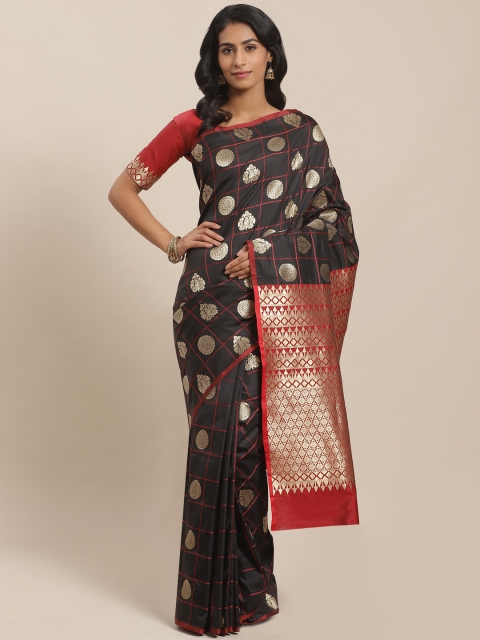 

Sugathari Black & Red Zari Woven Design Celebrity Banarasi Saree