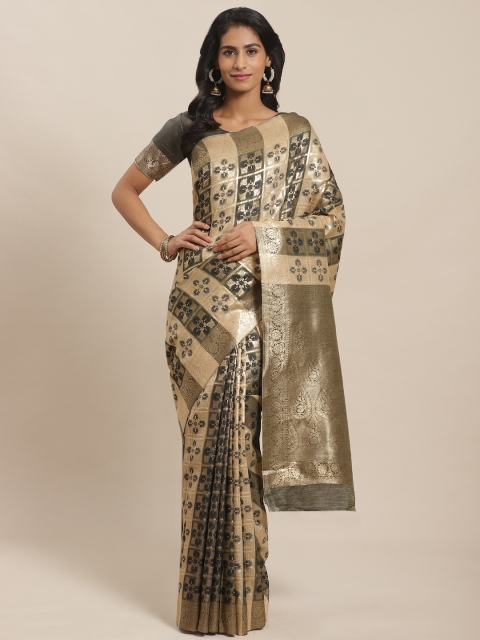 

Sugathari Olive Green & Beige Zari Woven Design Celebrity Banarasi Saree