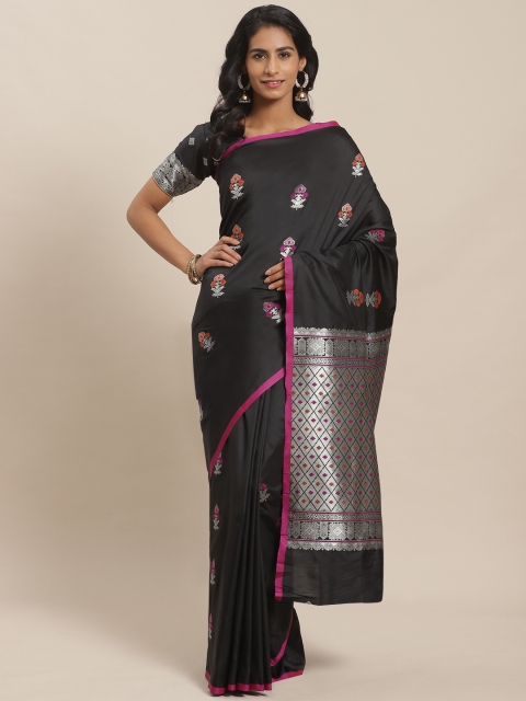 

Sugathari Black & Silver Zari Woven Design Celebrity Banarasi Saree