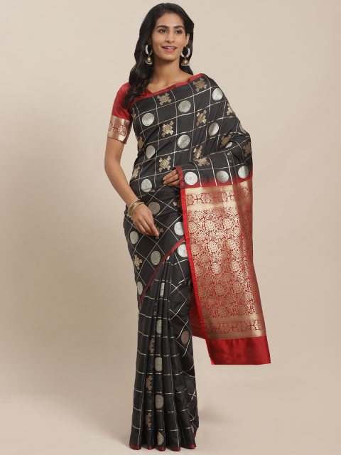 

Sugathari Black & Red Zari Woven Design Celebrity Banarasi Saree