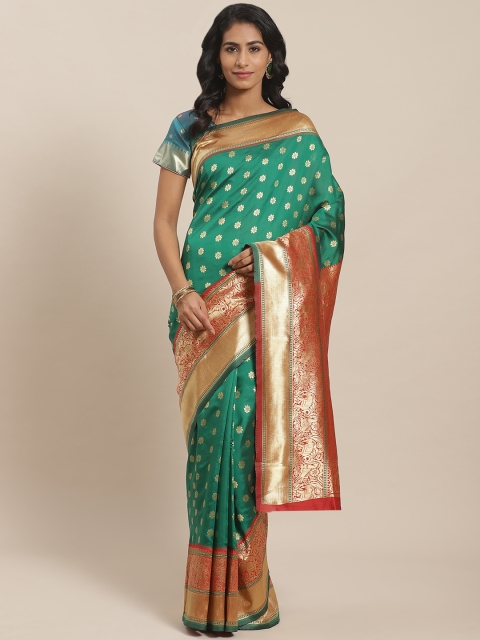 

Sugathari Green & Golden Woven Design Banarasi Saree
