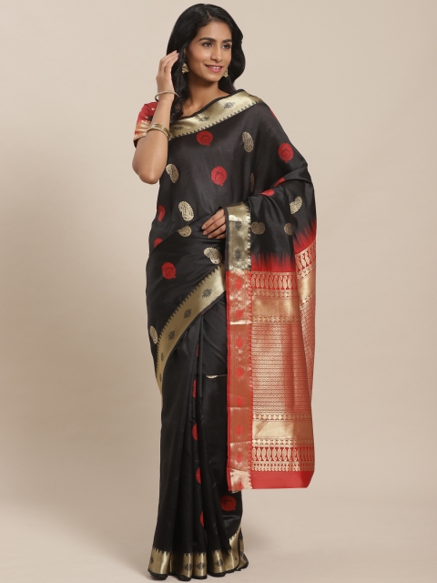 

Sugathari Black & Red Zari Woven Design Banarasi Saree