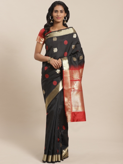 

Sugathari Black & Red Zari Woven Design Banarasi Saree