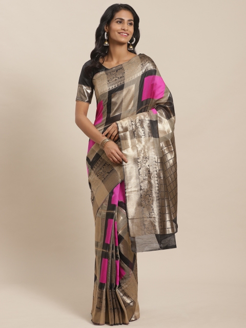 

Sugathari Black & Golden Zari Woven Design Celebrity Banarasi Saree