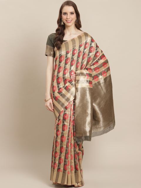

Sugathari Golden & Charcoal Grey Zari Woven Design Banarasi Saree, Gold