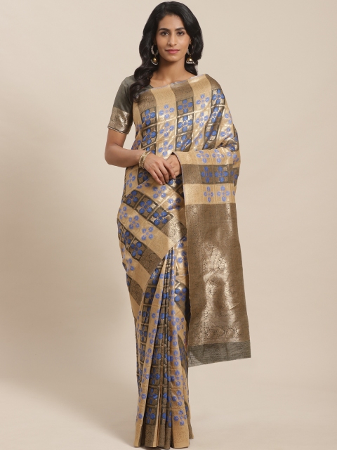 

Sugathari Golden & Charcoal Grey Zari Woven Design Banarasi Saree, Gold
