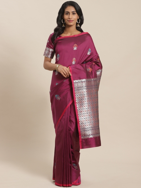 

Sugathari Purple & Silver Zari Woven Design Celebrity Banarasi Saree