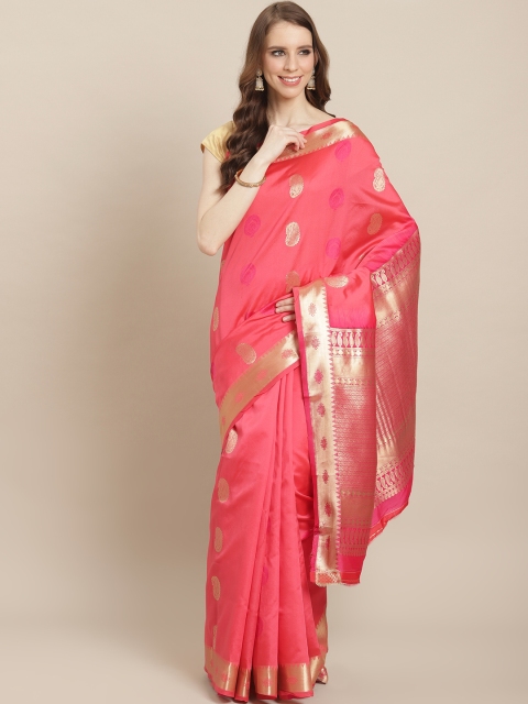 

Sugathari Pink & Golden Zari Woven Design Banarasi Saree