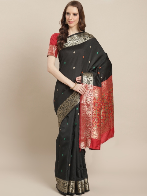 

Sugathari Black & Golden Zari Woven Design Celebrity Banarasi Saree