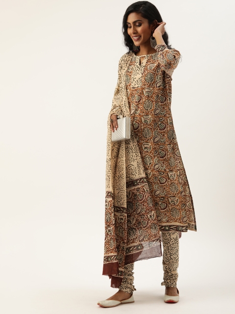 

Rajnandini Beige & Mustard Yellow Pure Cotton Unstitched Dress Material