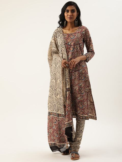 

Rajnandini Rust Red & Beige Pure Cotton Unstitched Dress Material