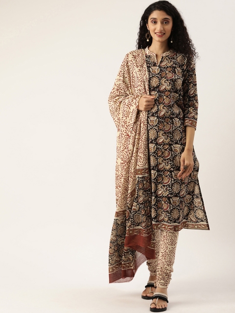 

Rajnandini Black & Beige Pure Cotton Unstitched Dress Material