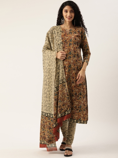 

Rajnandini Camel Brown & Beige Pure Cotton Unstitched Dress Material