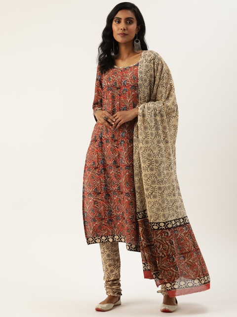 

Rajnandini Rust Red & Beige Pure Cotton Unstitched Dress Material