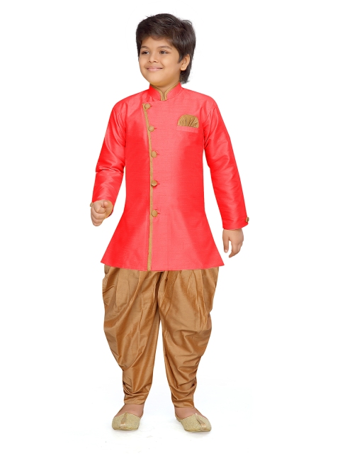 

Aj DEZInES Boys Red & Brown Sherwani Set