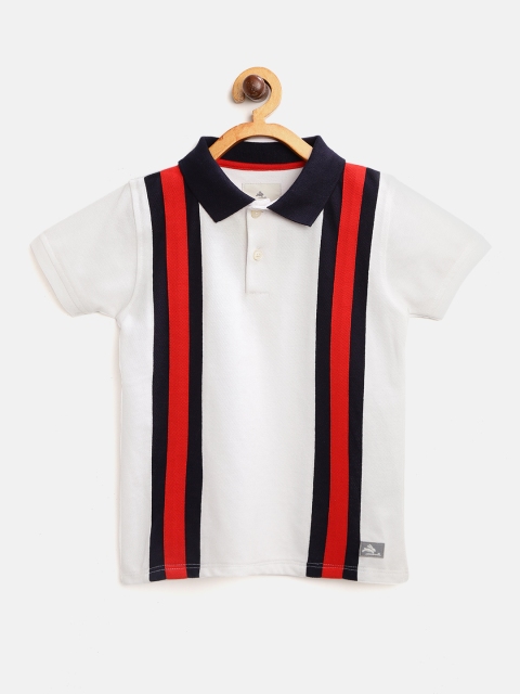 

Cherry Crumble Boys White & Red Striped Polo Collar T-shirt