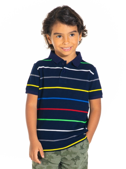 

Cherry Crumble Boys Black Striped Polo Collar T-shirt